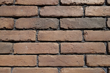 Surface of wall made of brown brick veneers