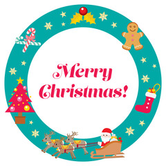 クリスマスの丸いフレームイラスト