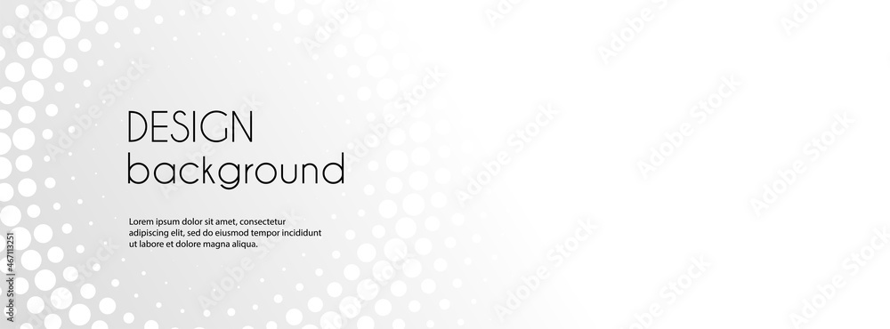 Sticker white abstract vector long banner. business minimal light gradient background with halftone circle f