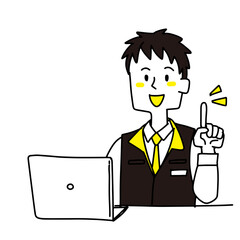 ノートパソコンの前で閃いた家電量販店店員