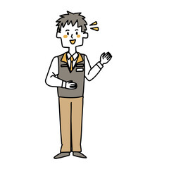 案内する家電量販店の男性店員