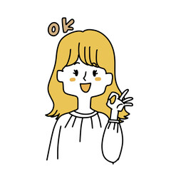 OKとジェスチャーするカジュアルな女性