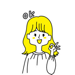 OKとジェスチャーするカジュアルな女性