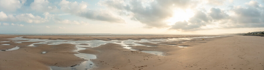 Panoramic of Omaha Beach at sunrise, Normandy, France