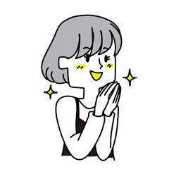 上を見て喜んでいる女性