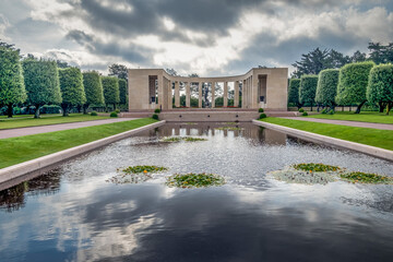 American cemetery in Normandy.This cemetery honors American soldiers who died during 2nd World War, in Europe - obrazy, fototapety, plakaty