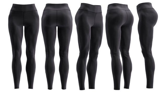 Women’s leggings mockup, isolated on a gray background. 3D realistic, sport, training COLOR [ Black ]