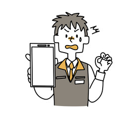 スマホを見せショックを受ける電気屋店員