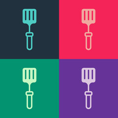 Pop art Barbecue spatula icon isolated on color background. Kitchen spatula icon. BBQ spatula sign. Barbecue and grill tool. Vector