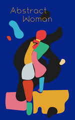 Abstract woman drawing. Naked surreal body illustration. Avant-garde abstract female body. Minimalist silhouette girl. Colored extraordinary flat vector artwork. Trendy pop art artwork. Bright toned.