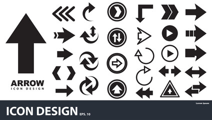 Vector set of black arrow icon illustrations on white background