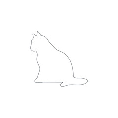 cat Continuous one line art drawing.