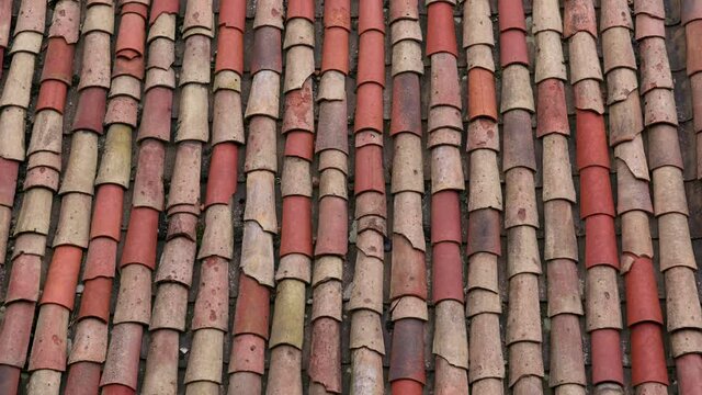 Roof tiles texture of an old house in a village.