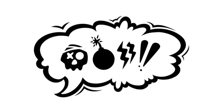 Swearing speech bubble censored with symbols. Hand drawn swear words in text bubbles to express exclamation and harsh mood. Vector illustration isolated in white background