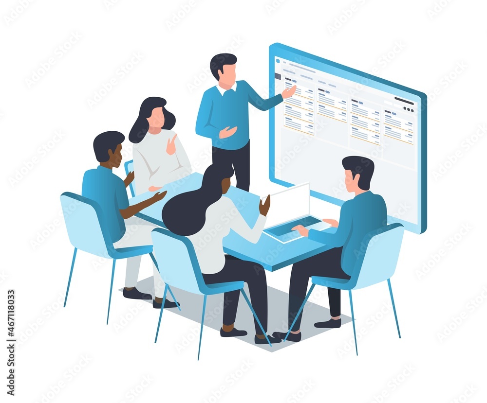 Aufkleber the team is in a meeting and discussion