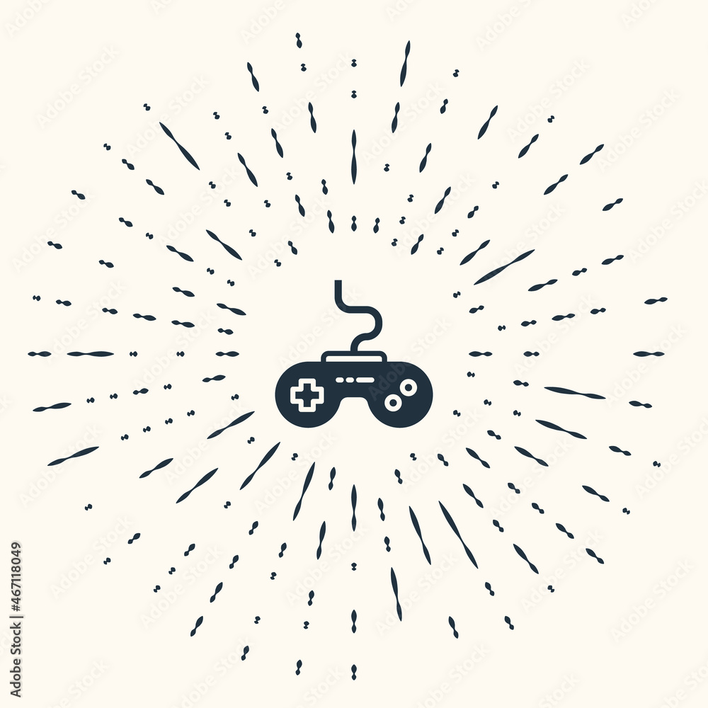 Aufkleber grey gamepad icon isolated on beige background. game controller. abstract circle random dots. vector