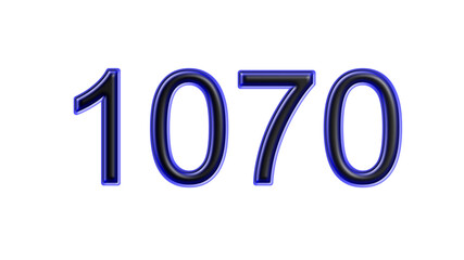 blue 1070 number 3d effect white background