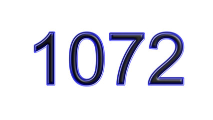 blue 1072 number 3d effect white background
