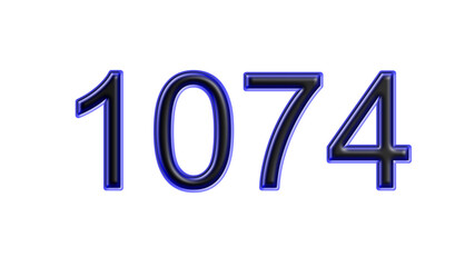 blue 1074 number 3d effect white background