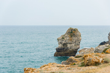 Isolated cliff in the Black Sea at Tyulenovo, Bulgaria