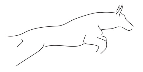 k9 working dog running illustration in black and white