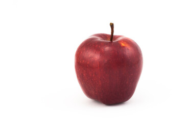 Bright red apple isolated on white background with copy space