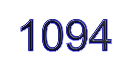 blue 1094 number 3d effect white background