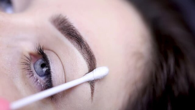 close-up of a permanent eyebrow.
