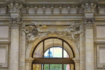 Obraz premium Detail of the Baroque gate in the Foyer, The Berlin Palace or Humboldt Forum, Unter den Linden, Berlin, Germany