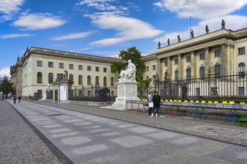 Humboldt University with Alexander von Humboldt statue, Unter den Linden, Berlin, Germany