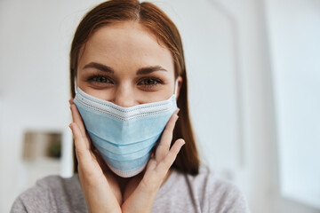 woman wearing medical mask protection health care