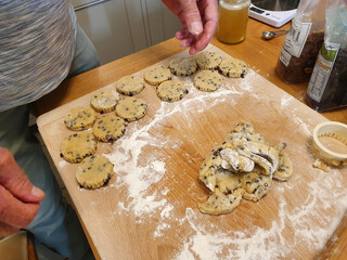 Preparing the pastry dough to make Welsh cakes also known as bakestones or griddle skillet cakes...