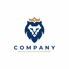 Creative unique lion king logo design template.