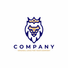 Creative unique Lion king logo design template.