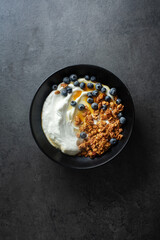 Homemade granola muesli with yogurt