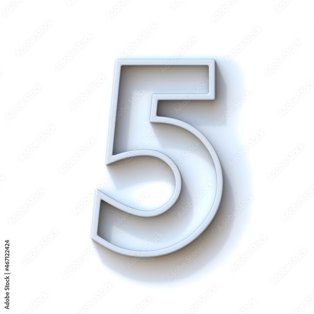 Poster grey extruded outlined font with shadow number 5 five 3d