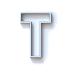 Grey extruded outlined font with shadow Letter T 3D