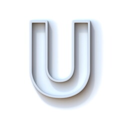 Grey extruded outlined font with shadow Letter U 3D