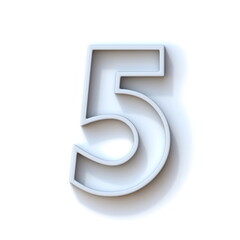 Grey extruded outlined font with shadow Number 5 FIVE 3D
