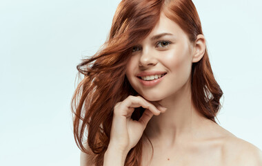 pretty woman bare shoulders smile elegant style