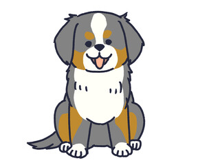 おすわりしているバーニーズマウンテンドッグ