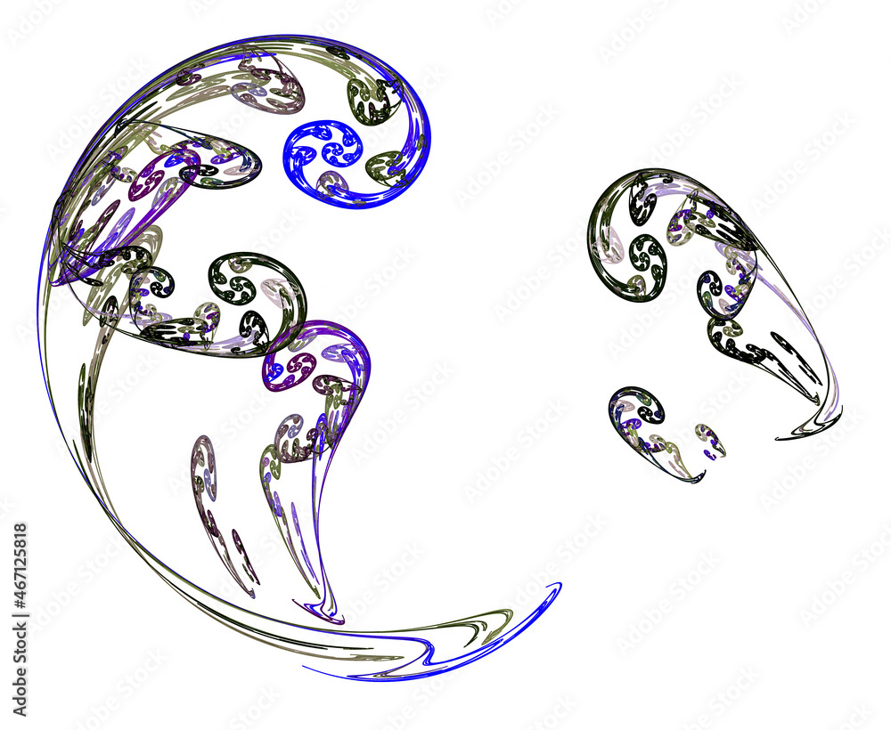 Poster pattern from blue and black spirals on a white background. abstract fractal background. graphic desi