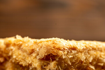 Layer cake with buttercream, close-up, selective focus.