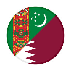 round icon with turkmenistan and qatar flags. vector illustration isolated on white background