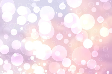 Abstract blurred fresh vivid spring summer light delicate pastel blue pink white bokeh background texture with bright circular soft color lights. Beautiful backdrop illustration.