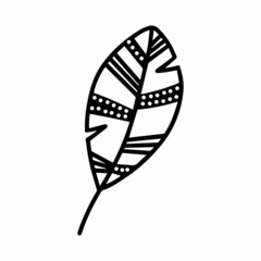 Vector hand drawn autumn leaf isolated on white background icon. Cute doodle fall leaf for seasonal design, textile, decoration for greeting card. Doodle coloring page for adult and kids. Ink line art