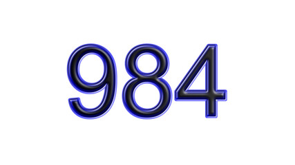 blue 984 number 3d effect white background