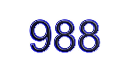 blue 988 number 3d effect white background