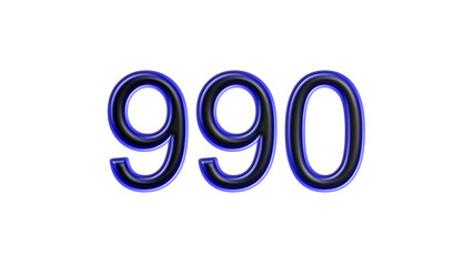 blue 990 number 3d effect white background