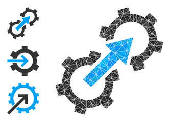 Low-poly gear integration icon, and other icons. Polygonal gear integration vector is constructed of randomized triangles. Flat geometric lowpoly symbol is designed by gear integration icon.